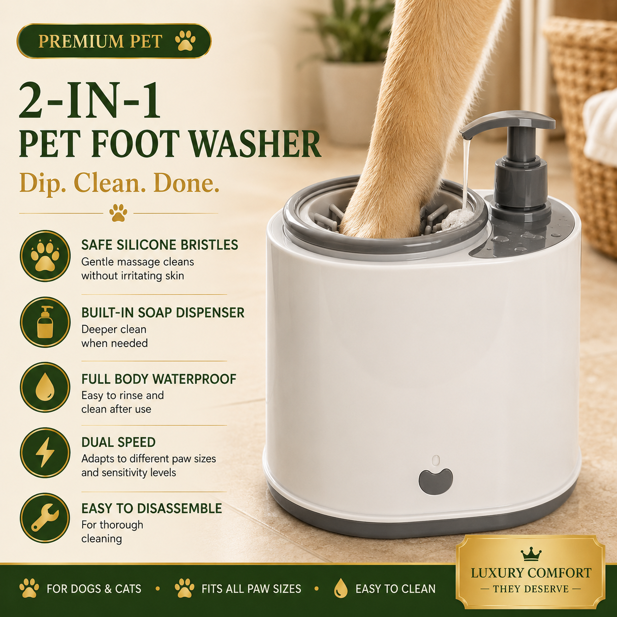 2-in-1 Pet Foot Washer & Cleaner
