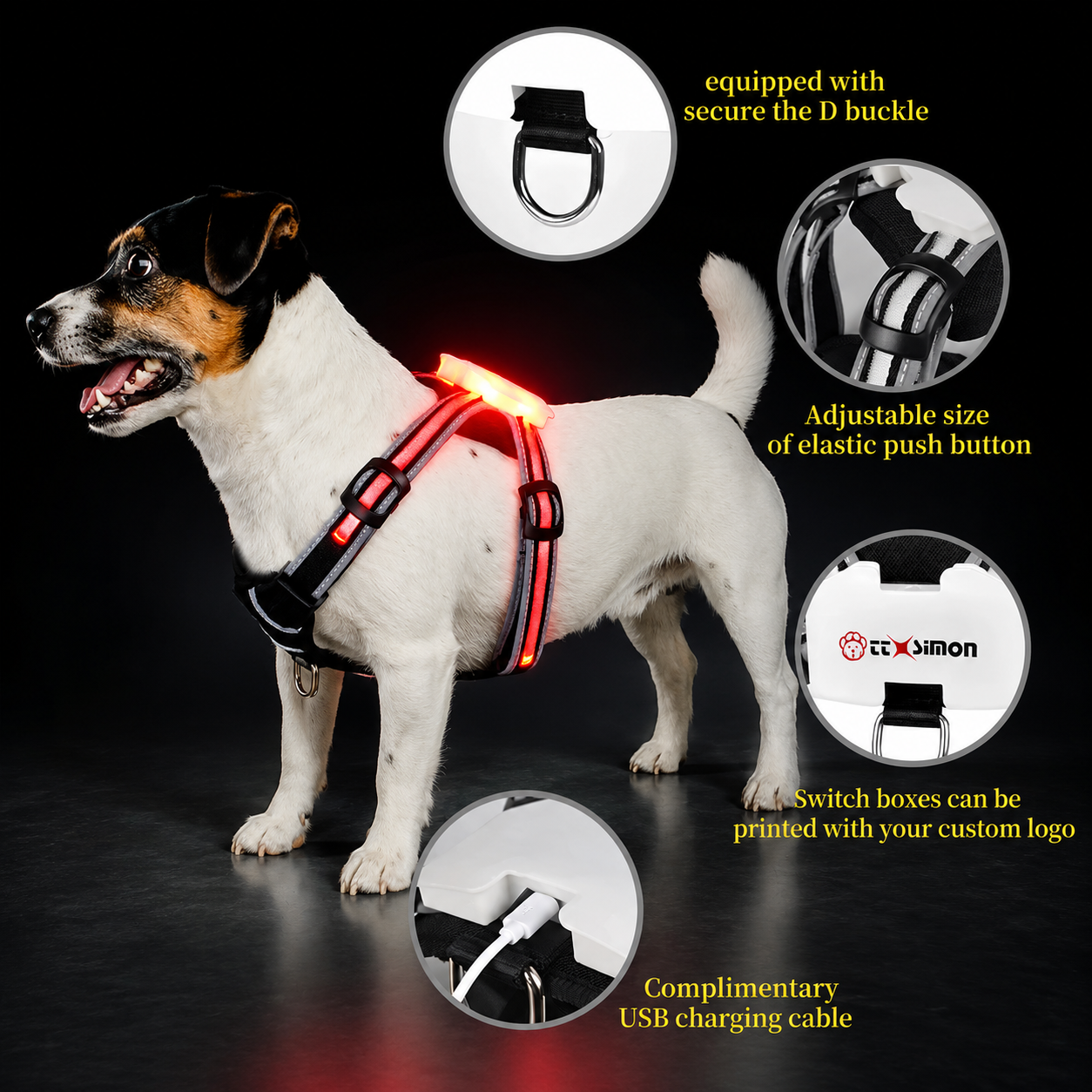 LED Dog Harness — Rechargeable & Waterproof