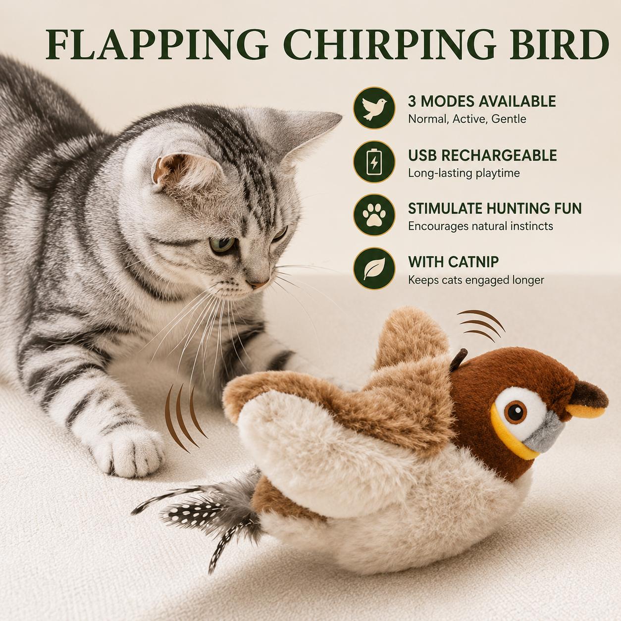 Interactive Cat Toy — Flapping Bird