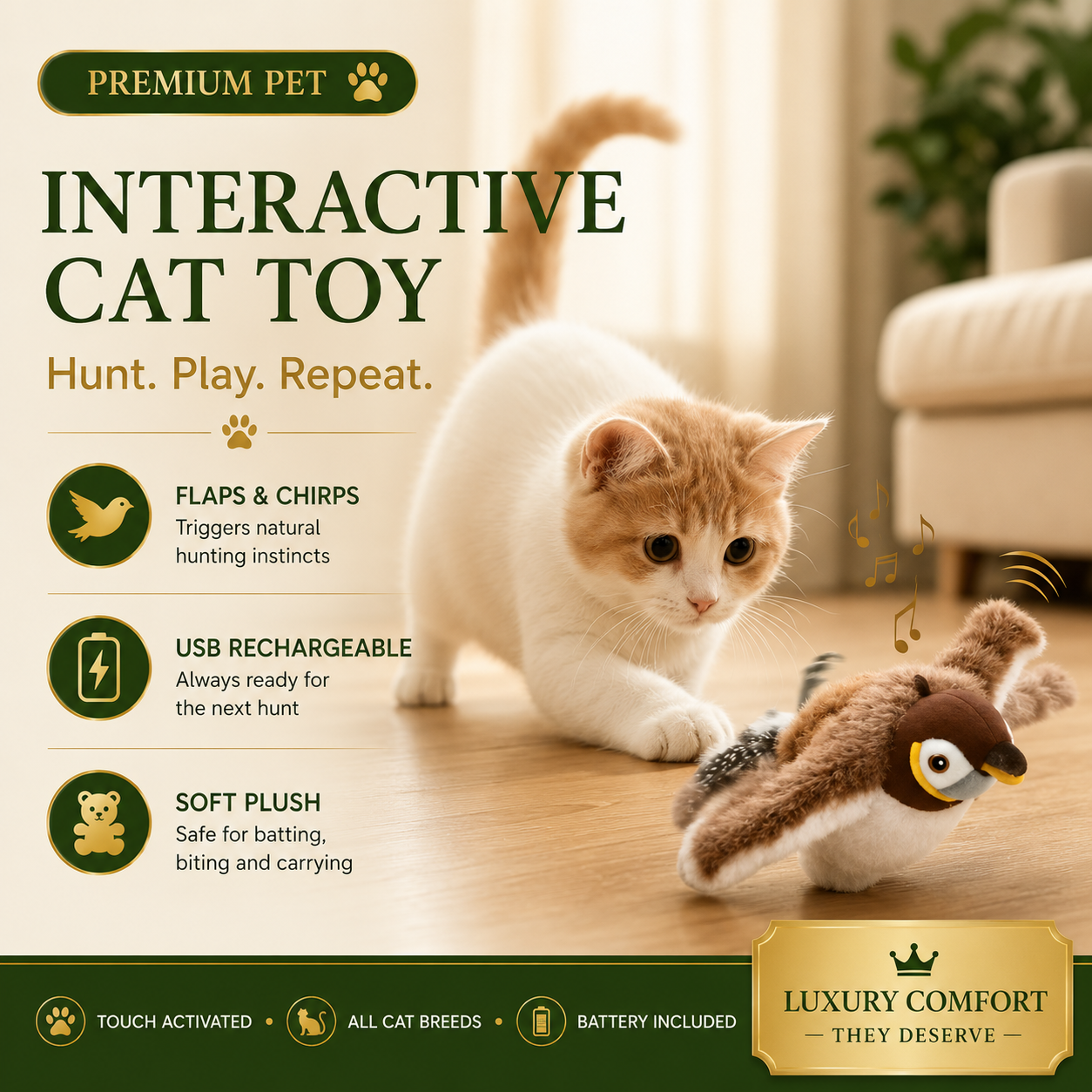 Interactive Cat Toy — Flapping Bird