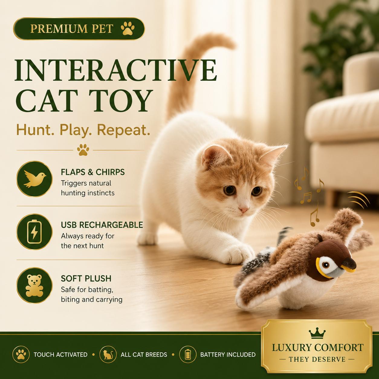 Interactive Cat Toy — Flapping Bird