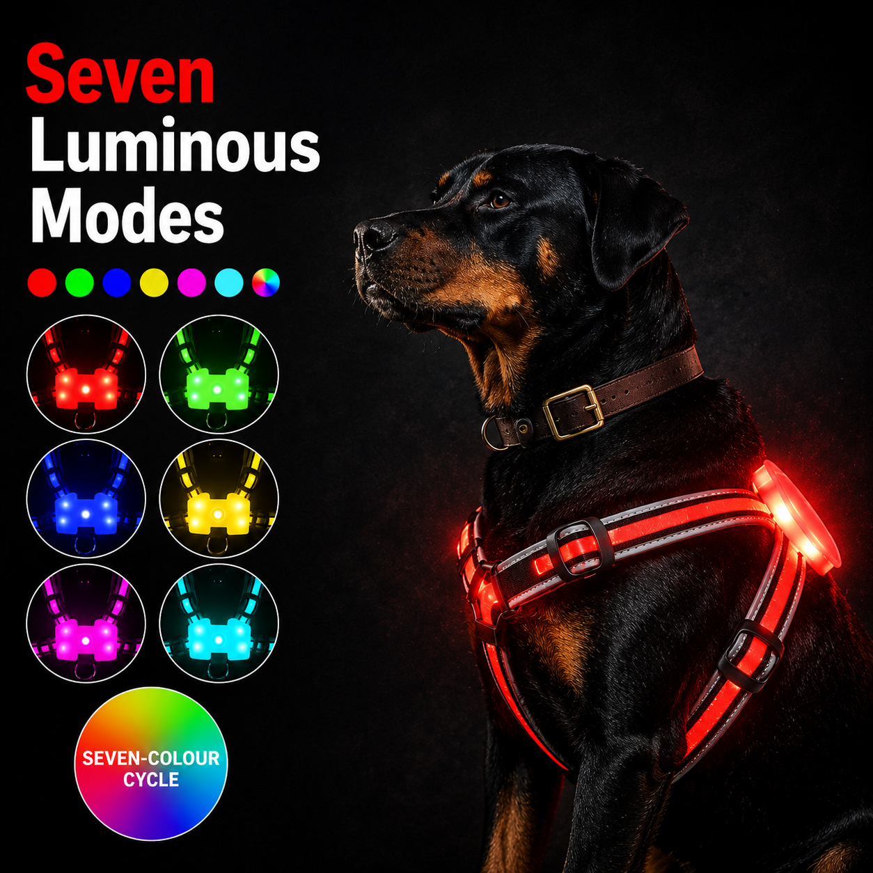 LED Dog Harness — Rechargeable & Waterproof