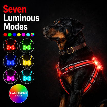 LED Dog Harness — Rechargeable & Waterproof