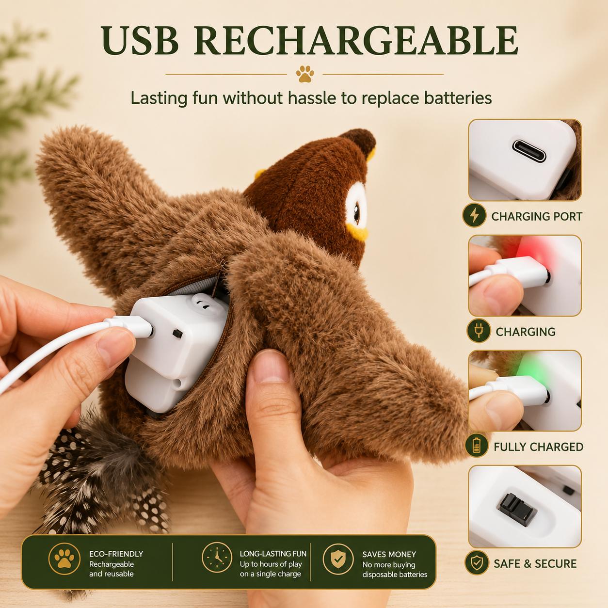 Interactive Cat Toy — Flapping Bird