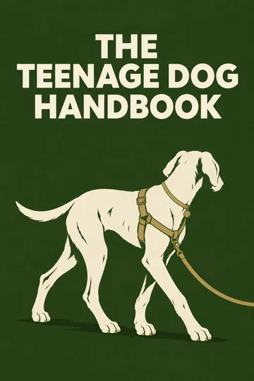 The Teenage Dog Handbook cover: an adolescent dog on a leash, looking away